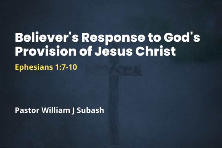 Believer’s Response to God’s Provision of Jesus Christ