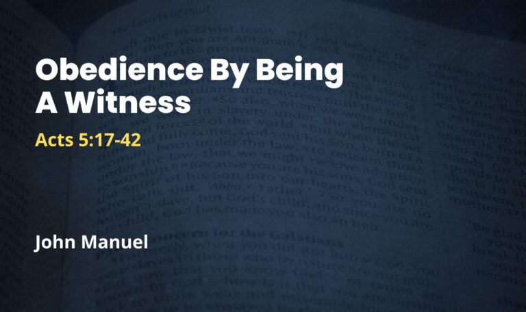 Obedience By Being A Witness - The Crossroad Church, Bangalore